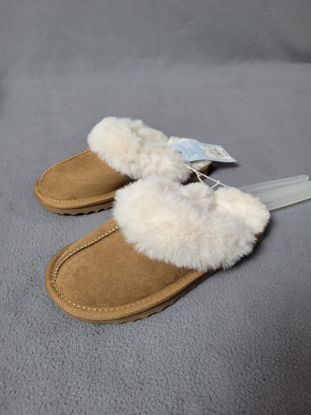 Cat & Jack Toddlers Piper Faux Fur Cuff Scuff Slippers Brown NWT Size 13